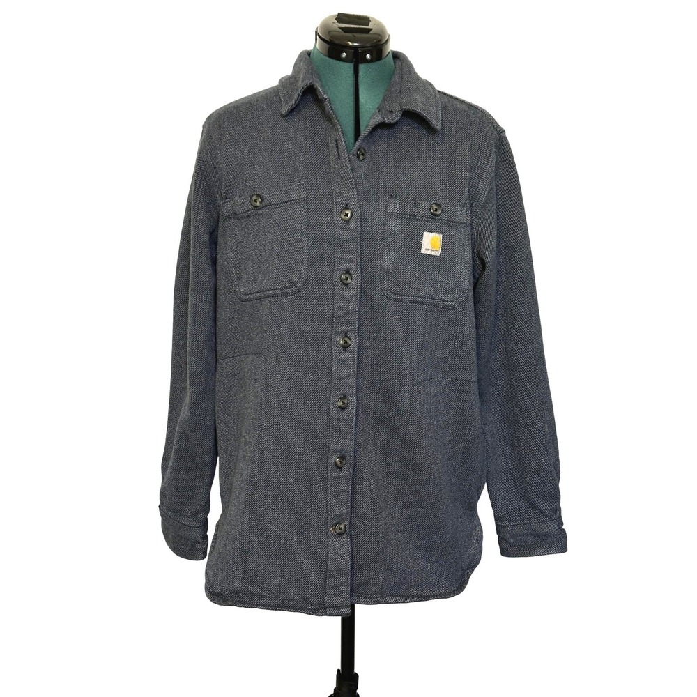 Carhartt Shirt Womens Medium Blue Loose Fit Twill Shirt‎ Jacket Shacket TW5991-M